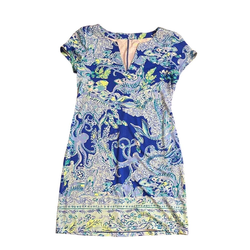 Lilly Pulitzer Sophiletta Dress Blue Current Sea Sirens Size Small UPF 50